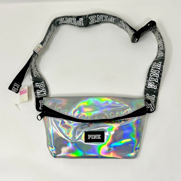 🔥VS PINK Iridescent Silver Fanny Pack Belt Bag - Picture 4 of 9
